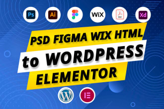 convert clone PSD, figma, wix, HTML, xd, pdf to wordpress by elementor pro