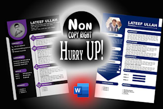 design, write, and edit non copyright, editable  resume or CV template