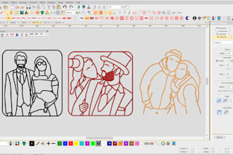 provide expert couple ,dog,car,bike outline with in hours