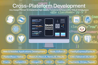 develop saas apps in nodejs mongodb postgresql flutter bunjs or bun js
