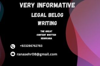 write legal  and articles for your law firm from sehrana