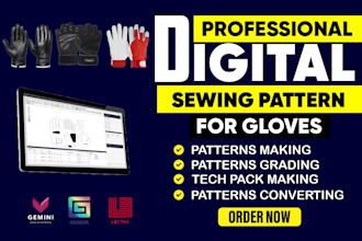 make professional digital sewing pattern for gloves