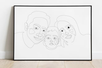 make custom line art portrait of your family, friends and pet