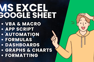 automate excel or google sheets using vba, macros, formulas and app script