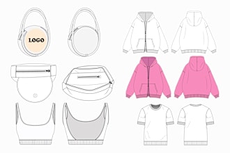 do technical flat sketch and tech pack for manufacturer