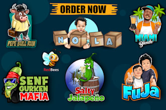create a 3d feel cartoon caricature mascot logo design