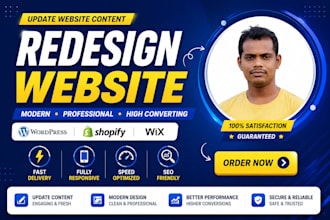 update website content, redesign wordpress website