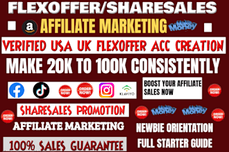 create USA, UK flexoffer, shareasales, awin affiliate account, affiliate link
