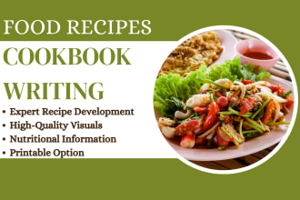 create food recipes, cookbook, recipes ebook writing