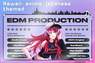 produce kawaii or anime or japanese themed edm song or bgm