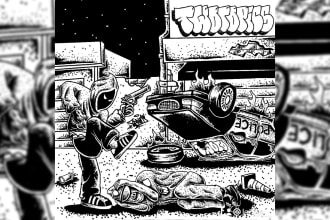 draw detailed dark art and heavy metal illustration