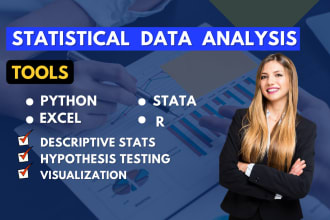 statistical data analysis with python , stata ,rstudio ,excel