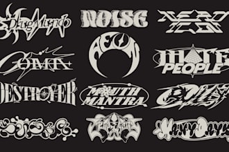 do design custom unique, trendy, urban, simple y2k logo