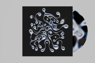 create 3d chrome music cover, single cover, album cover, poster