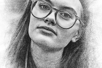 draw digital pencil portrait sketch from your photo