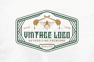 create retro vintage badge logo and label design