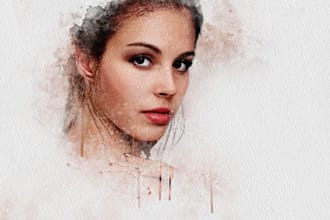 draw digital watercolor portrait painting from your photo