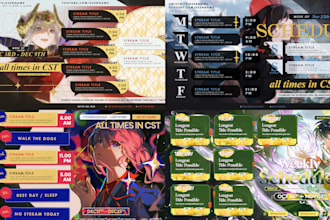 design stream schedule with anime or vtuber theme for you