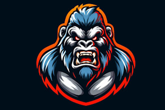design high quality furious gorilla mascot logo for you with express delivery
