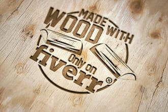 simulate your logo carved in wood