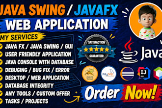 do java, swing, javafx, jsp, servlet, console projects and fix bugs with jdbc
