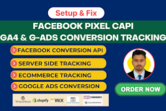 fix or setup meta facebook pixel, conversion API, google analytics, ga4 via GTM