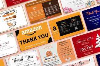 design amazon product insert card, thank you card, package insert for you
