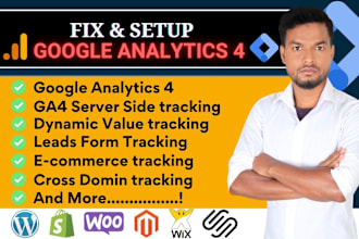 setup or fix google analytics 4,ga4 ecommerce tracking,ga4 server side tracking