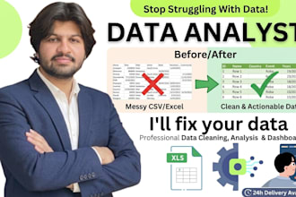 do professional data cleaning, excel data analysis, and automation in 24h