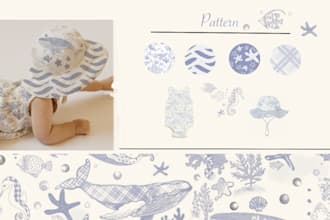 create a charming toule de jouy print for babies and others