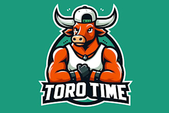 create amazing orange bull mascot logo for your company