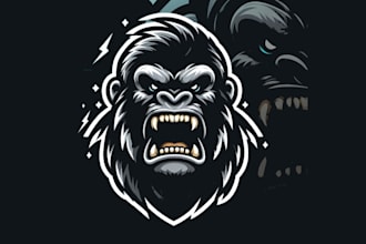 make a high quality gorilla head mascot logo design with new concept