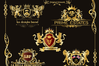 design, luxury, heraldic, vintage, family crest logo in 4 hours
