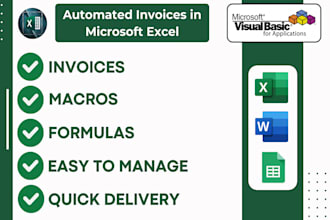 design automated invoice template in microsoft excel or google sheets