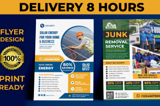 design business flyer, postcard, door hanger for solar, junk removal, handyman