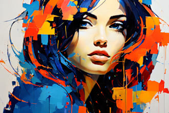 do expressive colorful abstract portraits