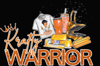 create crafter, tumbler, heat press, shirt cartoon logo design