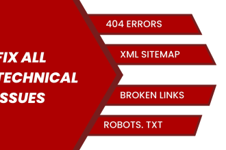 fix broken links,404 errors, robot txt issues and all XML sitemaps
