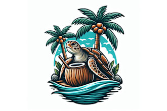 design awesome modern sea turtle mascot logoin just 1 day
