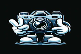 do hand lettering camera mascot logo in my style
