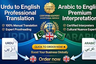 translate and proofread urdu to english arabic manually