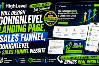 design gohighlevel landing page, sales funnel, gohighlevel sales funnel website