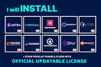 install elementor pro astra pro wpml rank math pro wp rocket  crocoblock