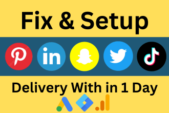 setup tiktok pixel, snapchat pixel, pinterest tag, twitter pixel linkedin by gtm