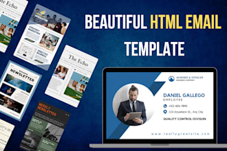 design professional beautiful responsive email template or newsletter, signature