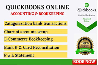 do clean up, catchup, bank reconciliation and bookkeeping using quickbooks