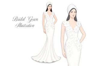 draw fashion dress sketches, bridal dress, couple sketch
