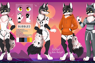 fursona ref sheet detailed, furry ref