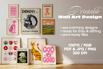 design trendy wall art or poster for etsy shop or home