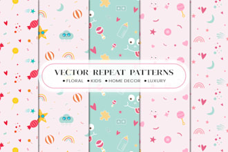 design seamless patterns, textile prints, and packaging